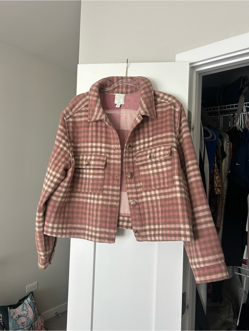 Joie Pink Plaid Button-Front Jacket